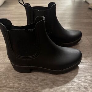 jeffrey campbell black rain boot size 38 (7.5)